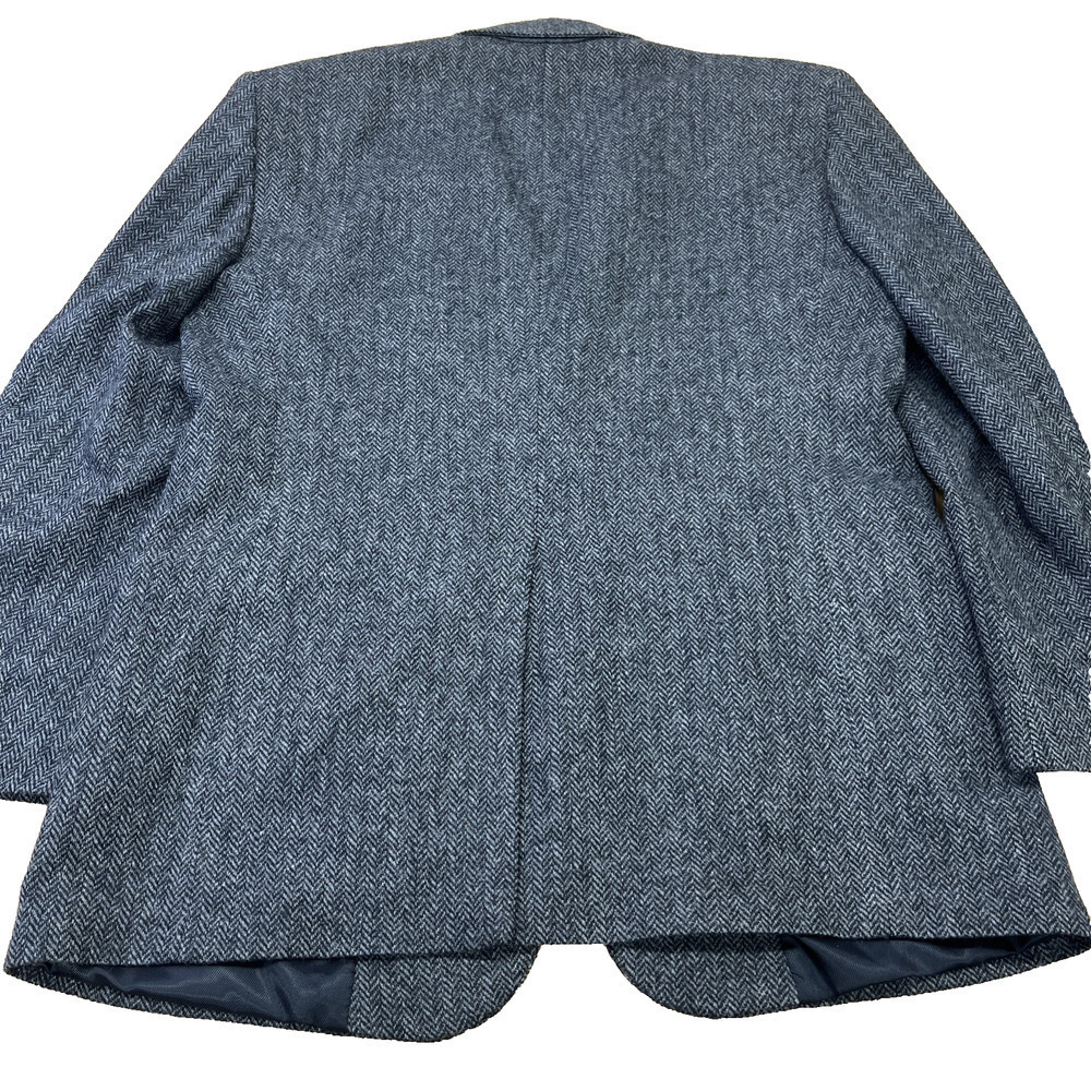 Vintage Barrington Herringbone Tweed Wool Sport Coat Jacket 44L Two Button Gray - Picture 5 of 16